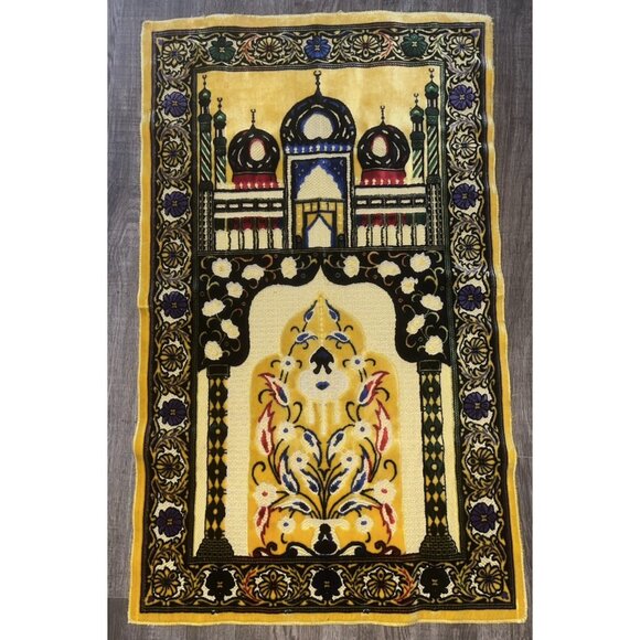 None | Other | Vintage Large Prayer Rug Islamic Muslim Holy Kaaba Mecca ...